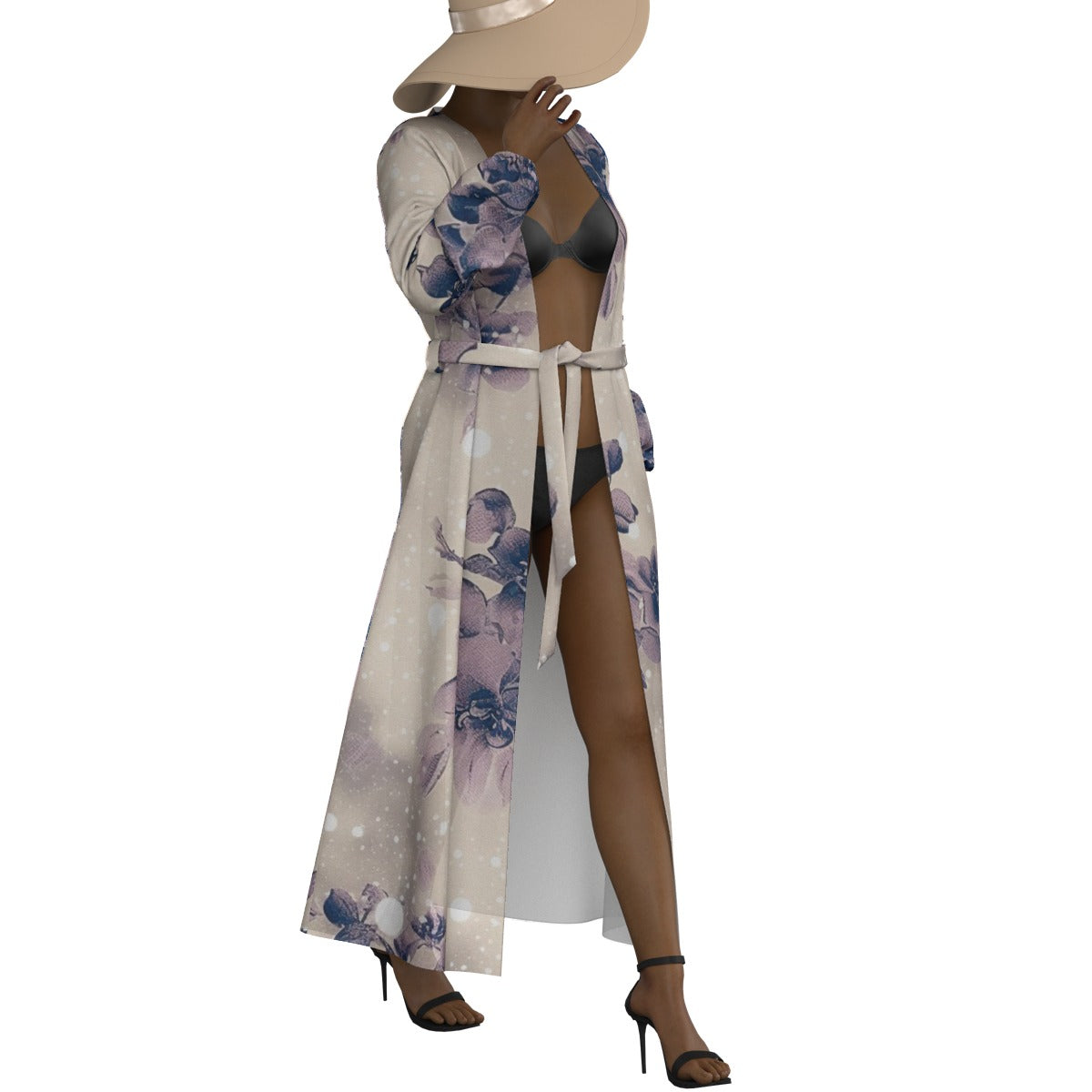 All-Over Print Women's Lace-up Chiffon Robe