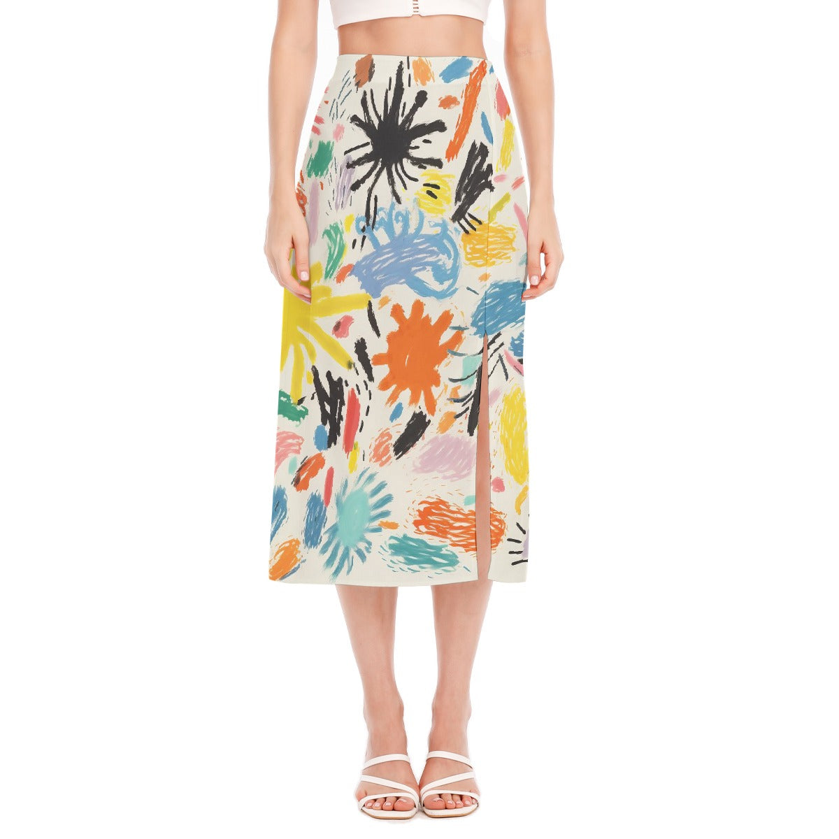 All-Over Print Women's High Slit Long Skirt