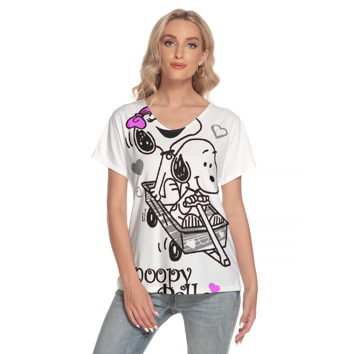 All-Over Print Women's Loose V-neck Short Sleeve T-shirt