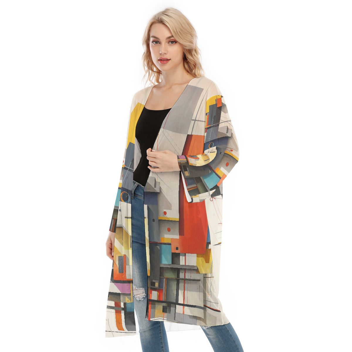 All- Over Print Women's Long Sleeve Mesh Cardigan
