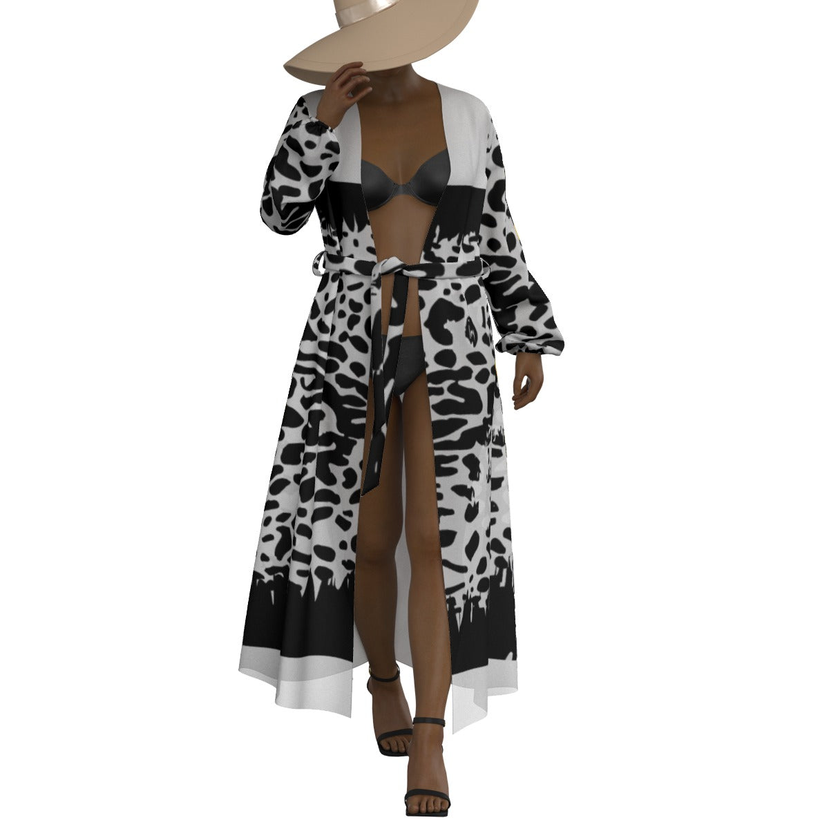 All-Over Print Women's Lace-up Chiffon Robe