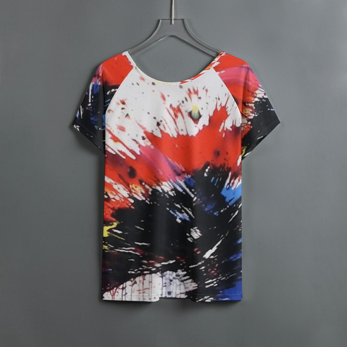 All-Over Print Women's Round Neck T-shirt With Raglan Sleeve