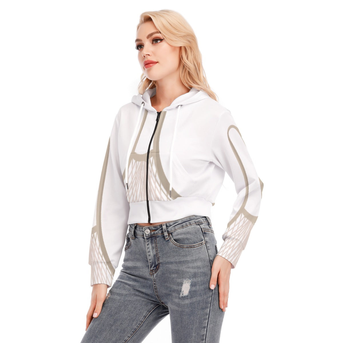 All-Over Print Women's Crop Top Hoodie With Zipper Closure