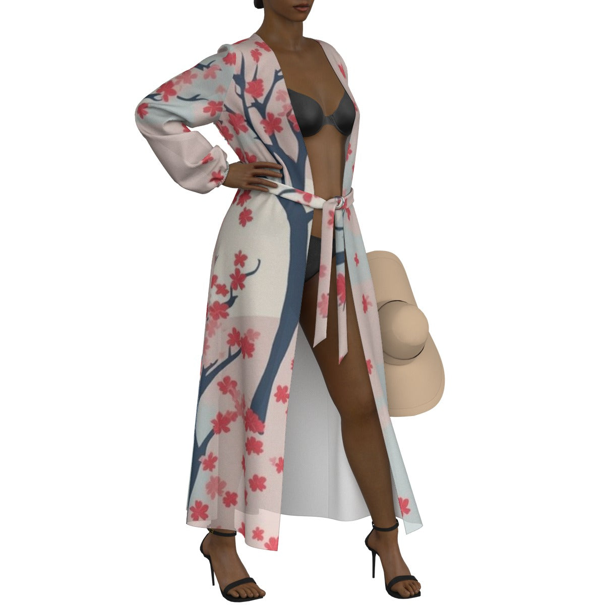 All-Over Print Women's Lace-up Chiffon Robe