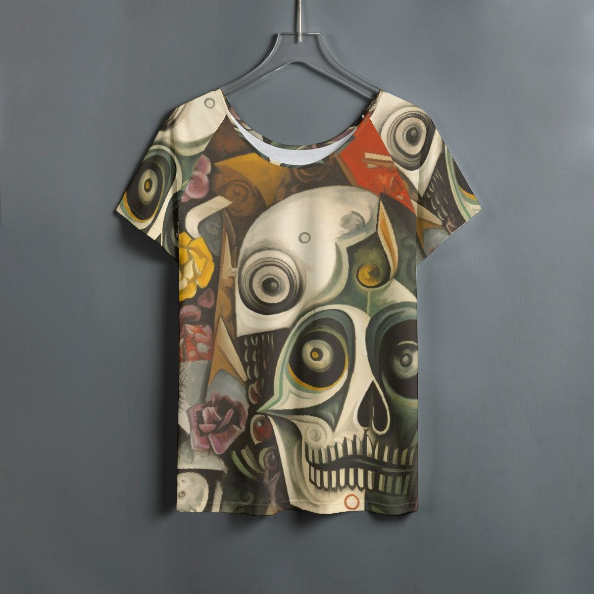 All-Over Print Women's Round Neck T-shirt With Raglan Sleeve