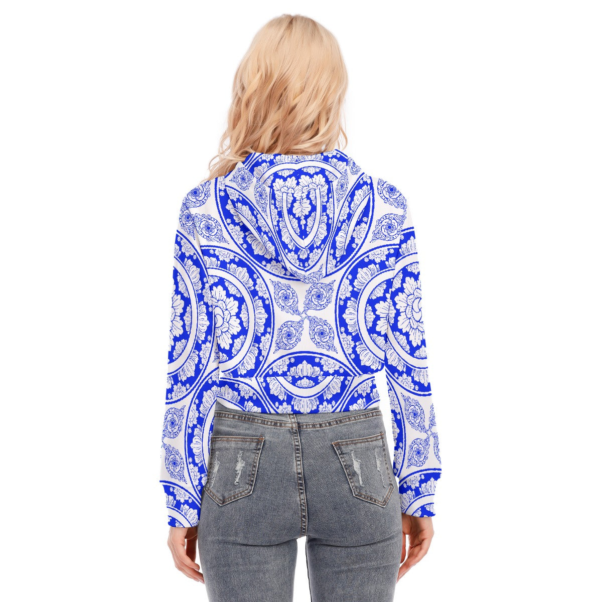 All-Over Print Women's Crop Top Hoodie With Zipper Closure