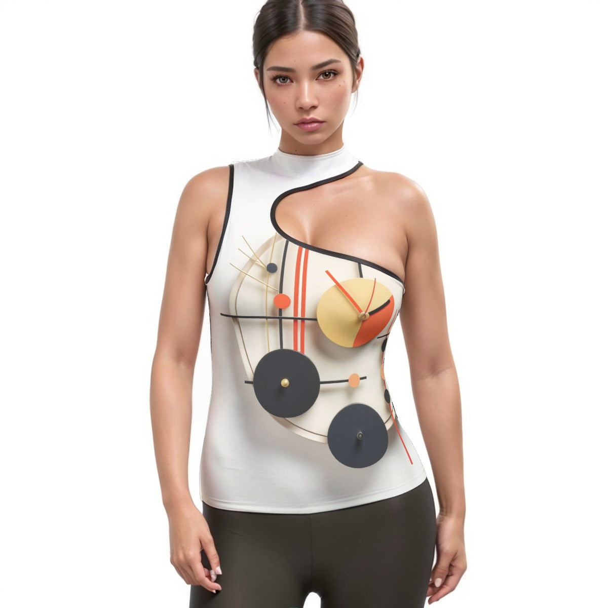 All-Over Print Women's Halter Sleeveless Asymmetrical Tank Top