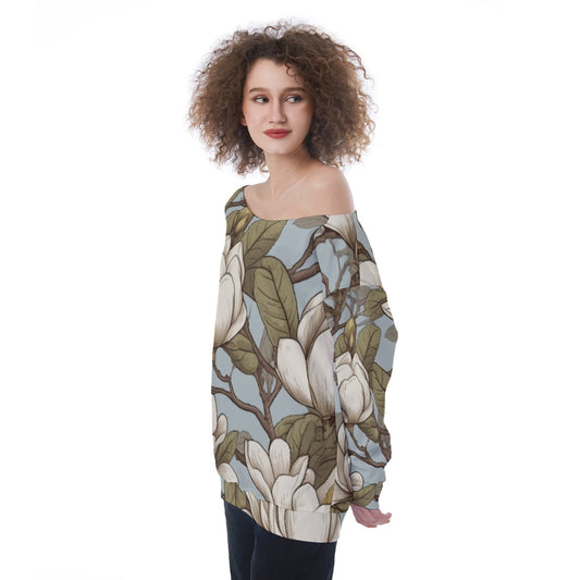 All-Over Print Oversized Women's Off-Shoulder Sweatshirt