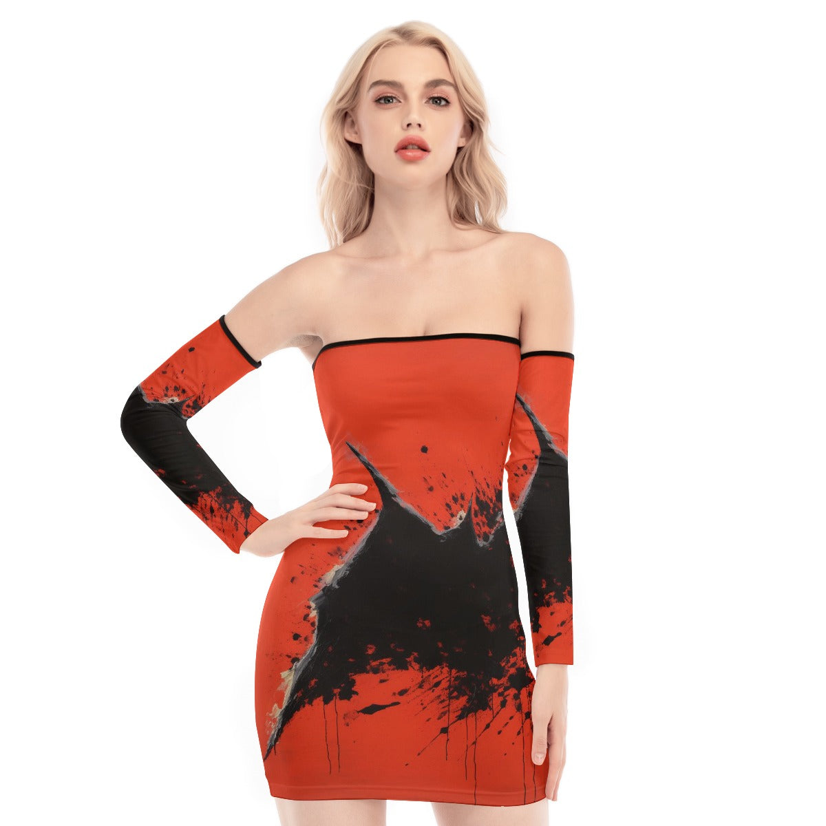 All-Over Print Women's Off-shoulder Back Lace-up Dress
