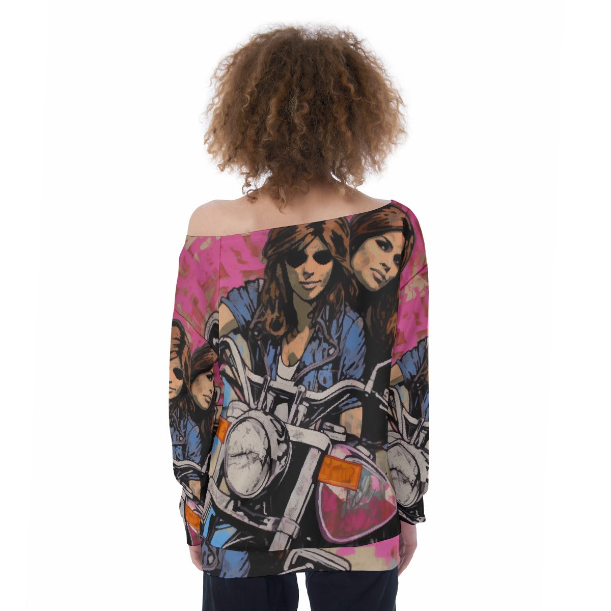 All-Over Print Oversized Women's Off-Shoulder Sweatshirt