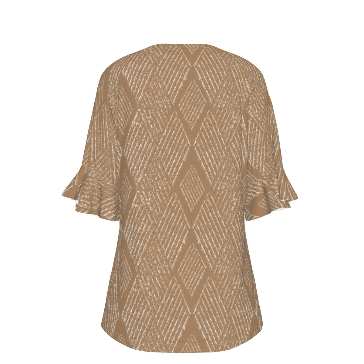 All-Over Print V-neck Women's T-shirt With Bell Sleeve