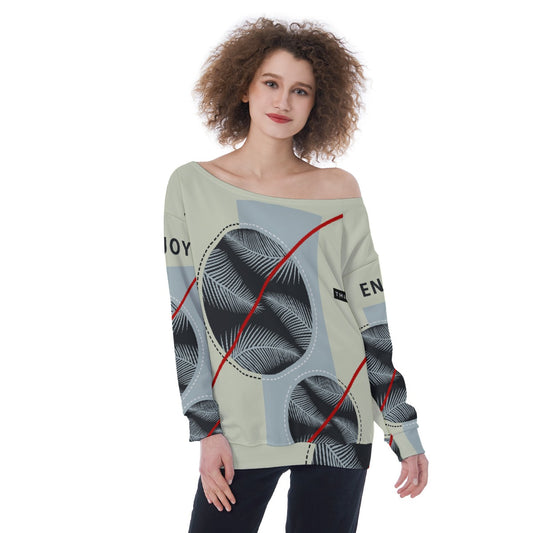 All-Over Print Oversized Women's Off-Shoulder Sweatshirt