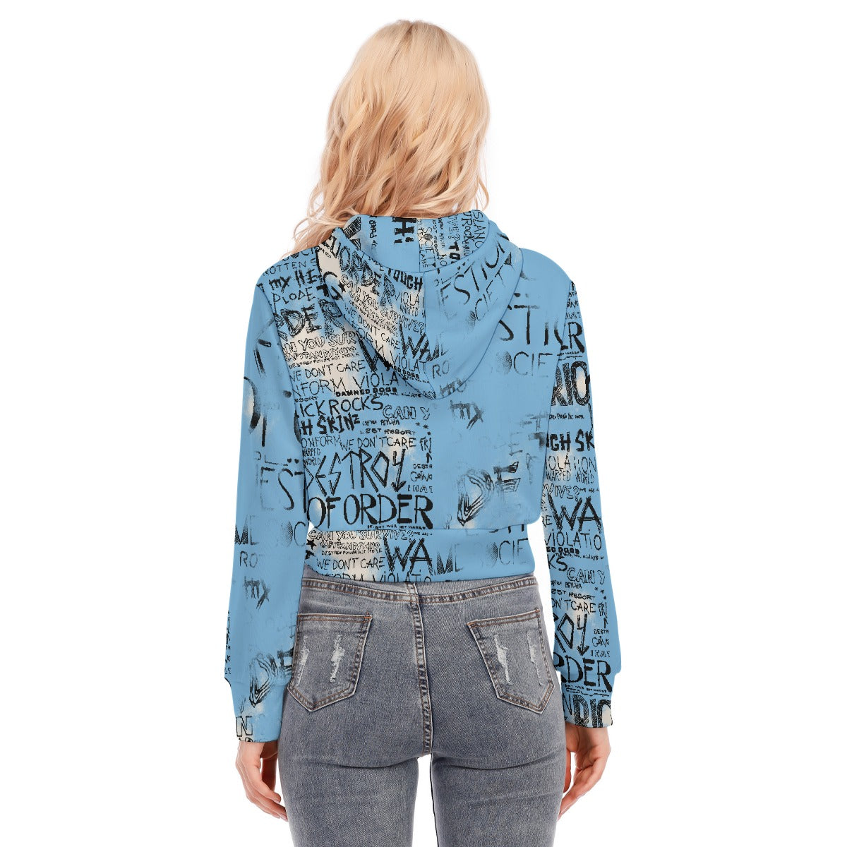 All-Over Print Women's Crop Top Hoodie With Zipper Closure