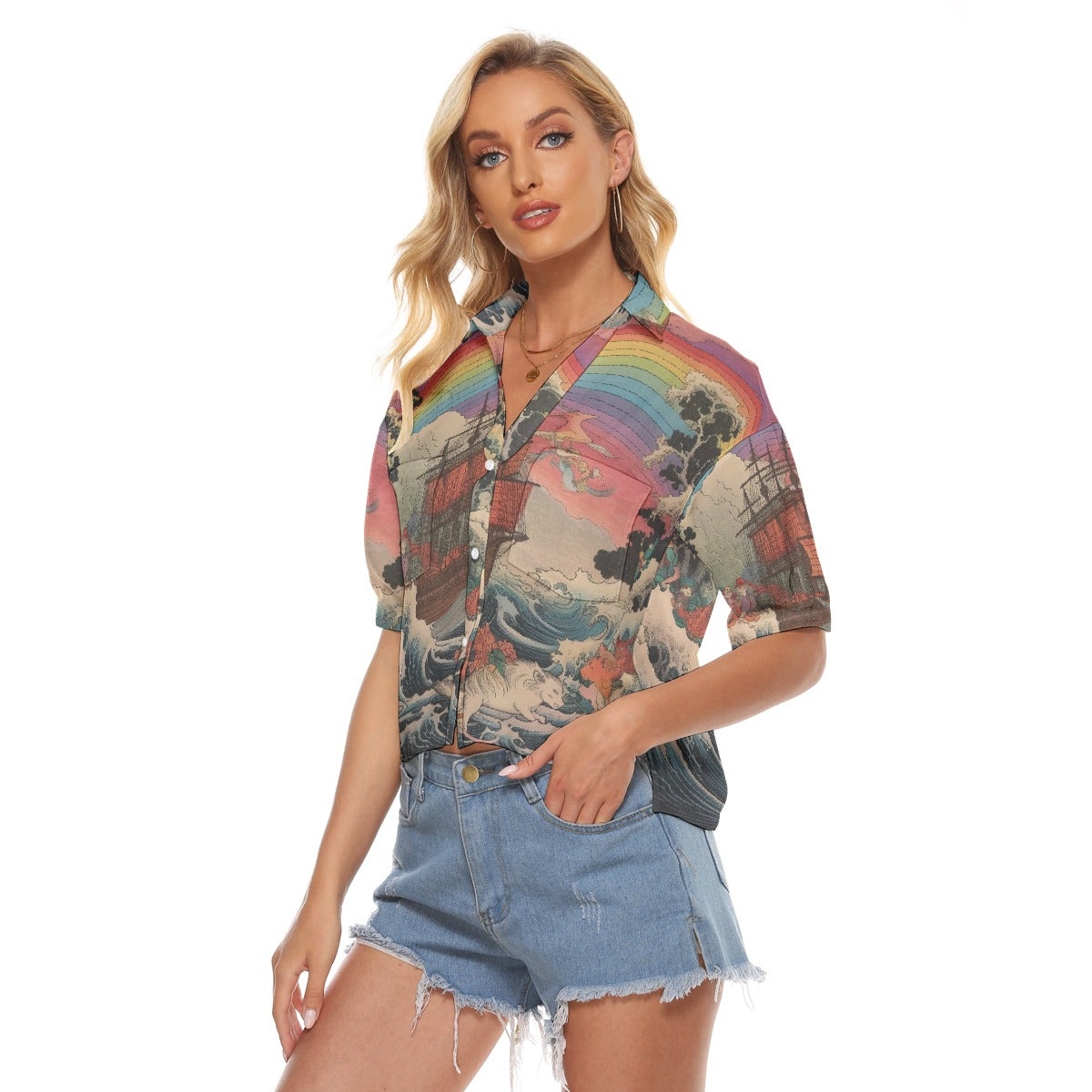 All-Over Print Women's V-neck Shirts