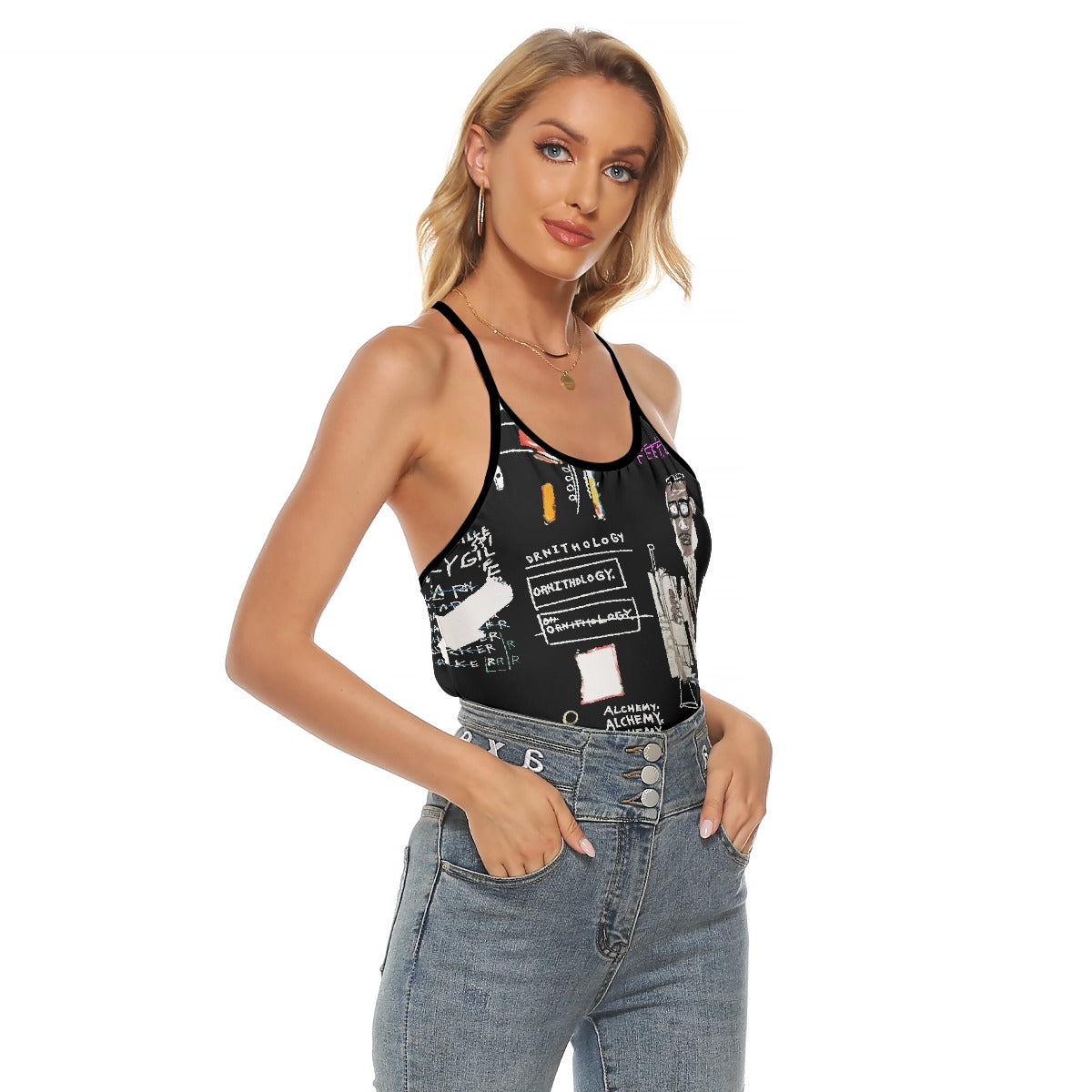 All-Over Print Women's Criss-Cross Open Back Tank Top