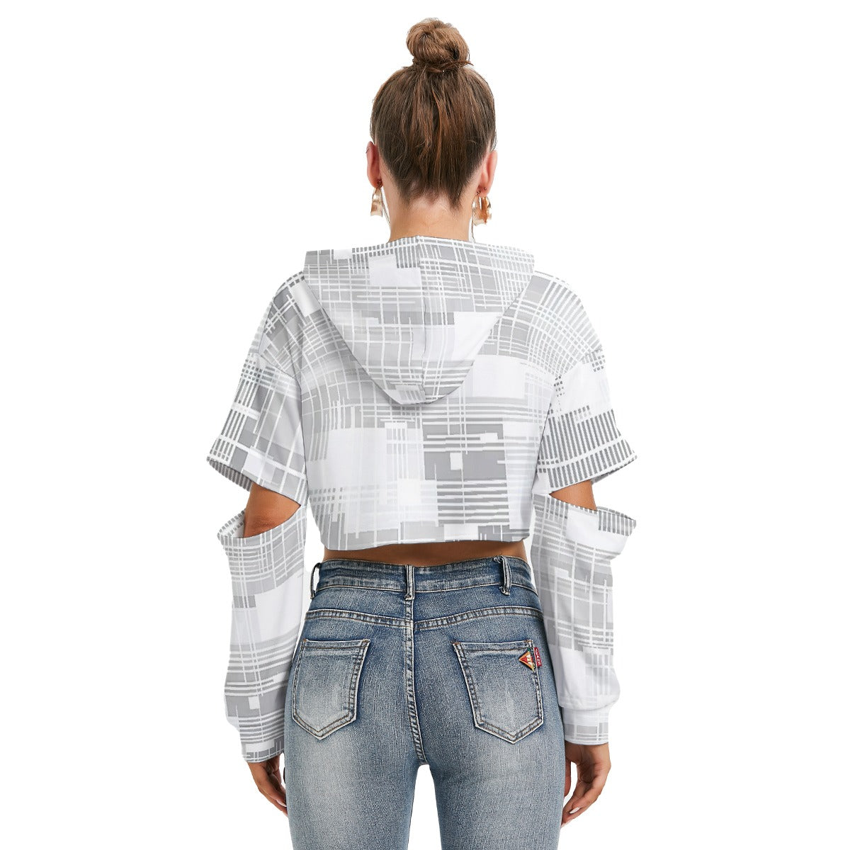 All-Over Print Women's Heavy Fleece Hoodie With Hollow Out Sleeve