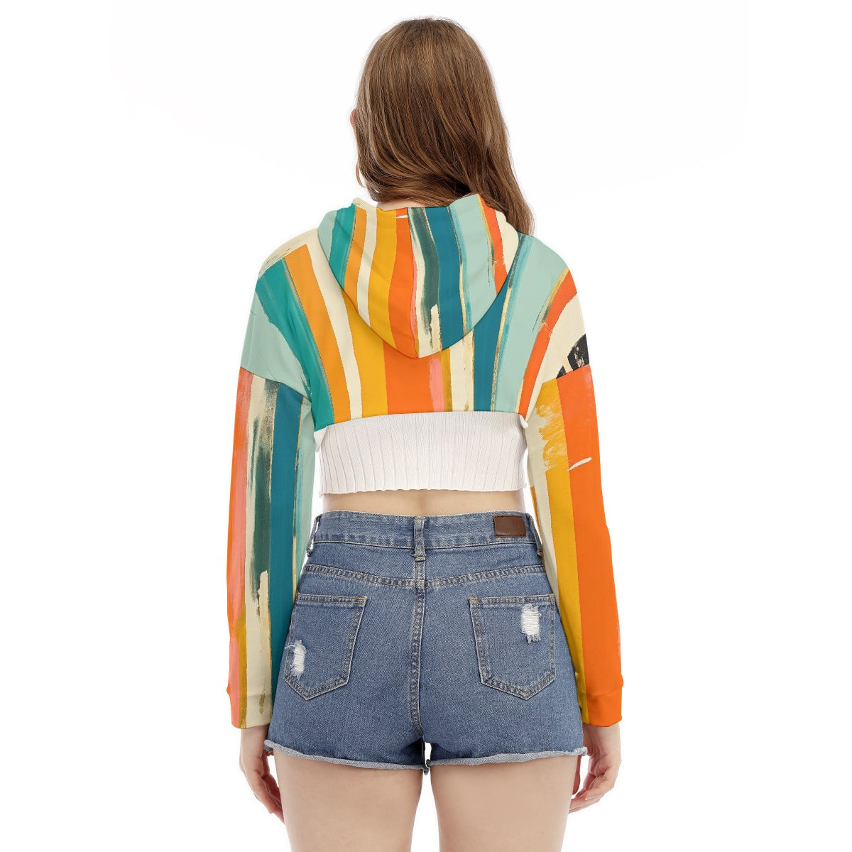 All-Over Print Women's Smock Short Hoodie With Long Sleeve