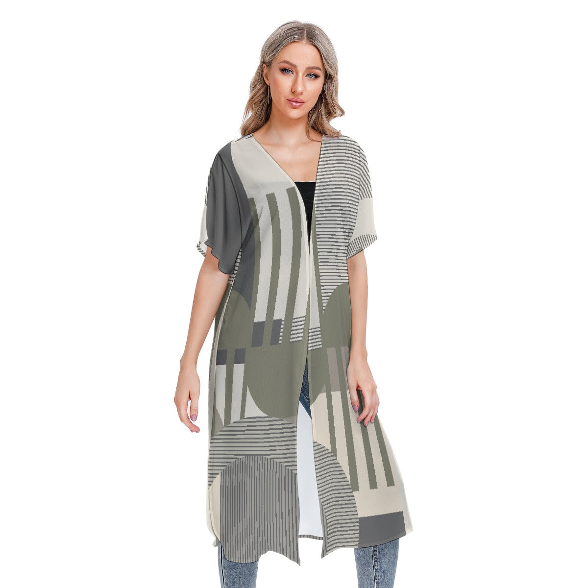 All-Over Print Women's Short Sleeve Cardigan