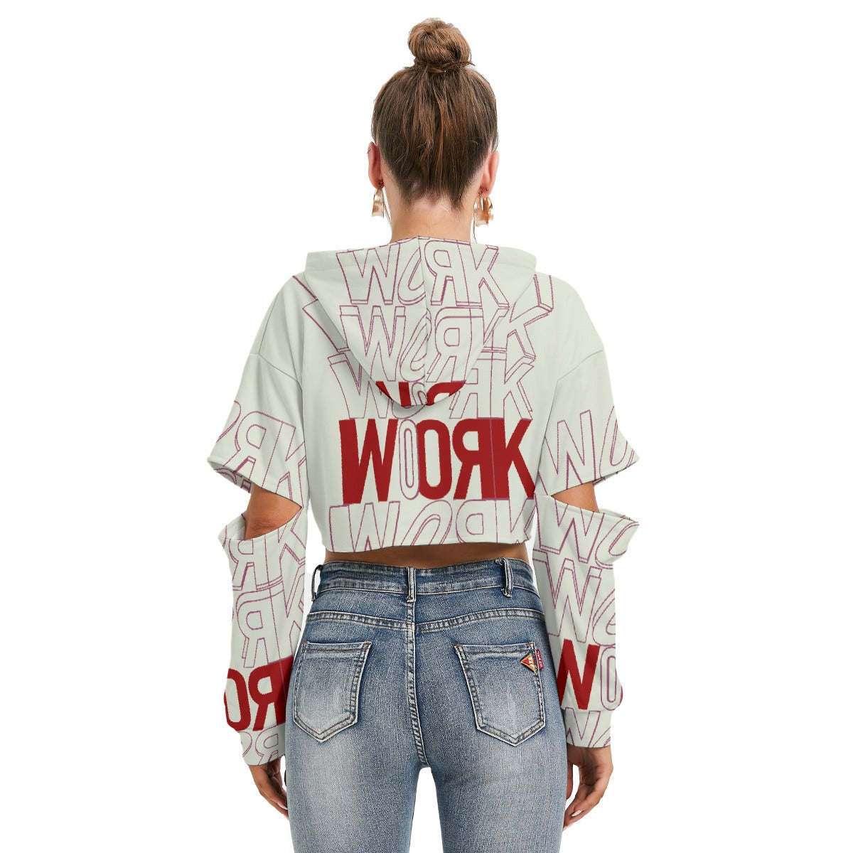 All-Over Print Women's Heavy Fleece Hoodie With Hollow Out Sleeve