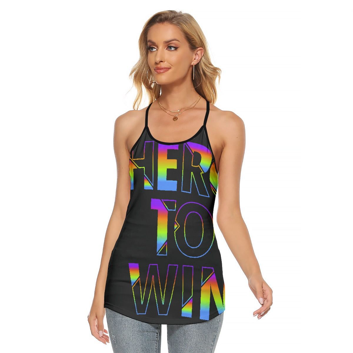 All-Over Print Women's Criss-Cross Open Back Tank Top