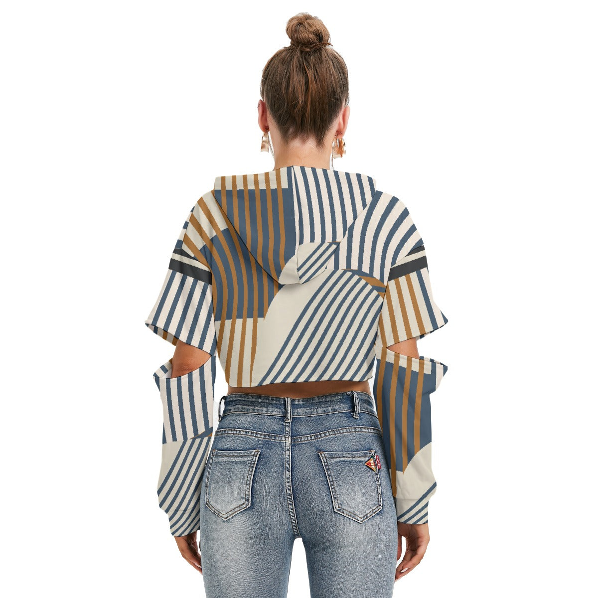 All-Over Print Women's Heavy Fleece Hoodie With Hollow Out Sleeve