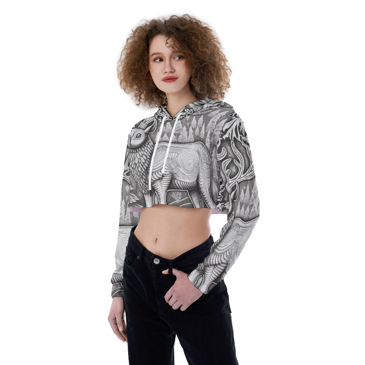 All-Over Print Women's Crop Top Hoodie