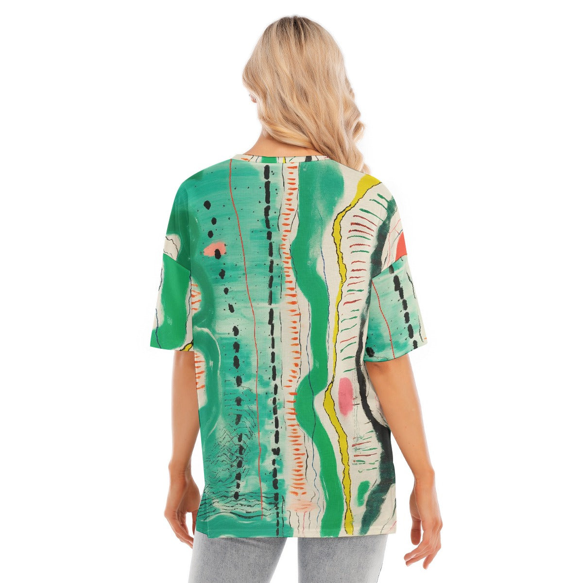 All-Over Print Women's Short Sleeves T-shirt With Hem Split