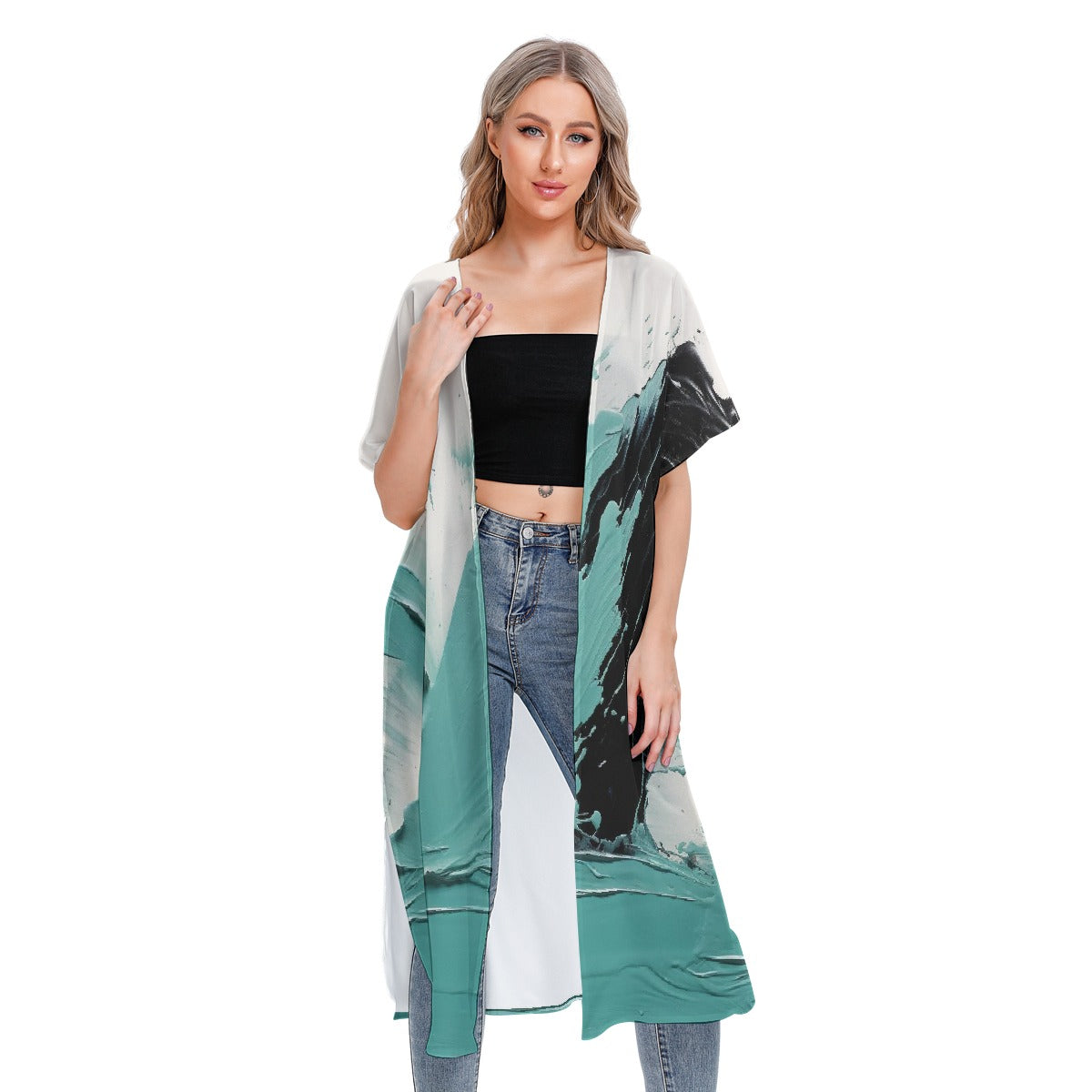 All-Over Print Women's Short Sleeve Cardigan