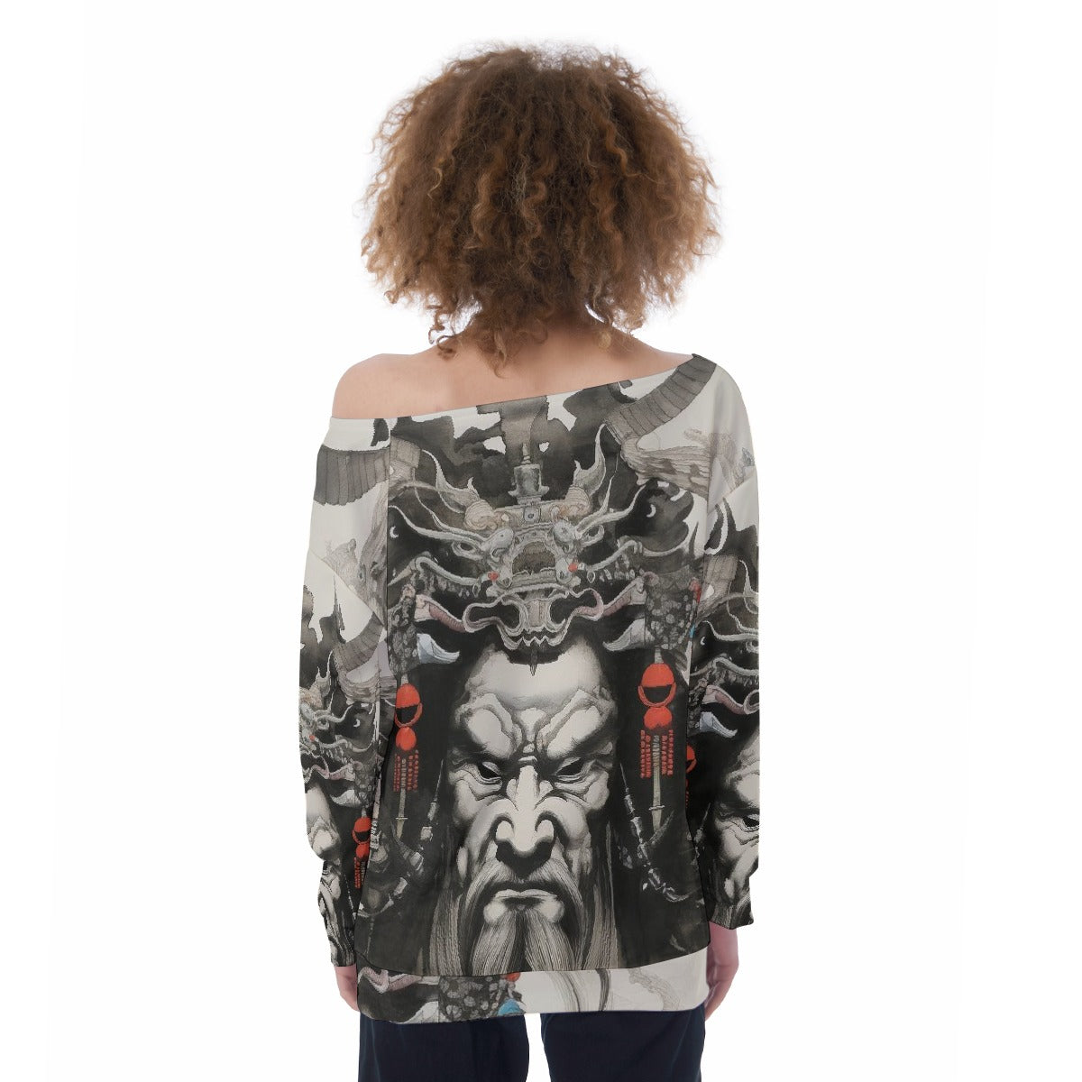 All-Over Print Oversized Women's Off-Shoulder Sweatshirt