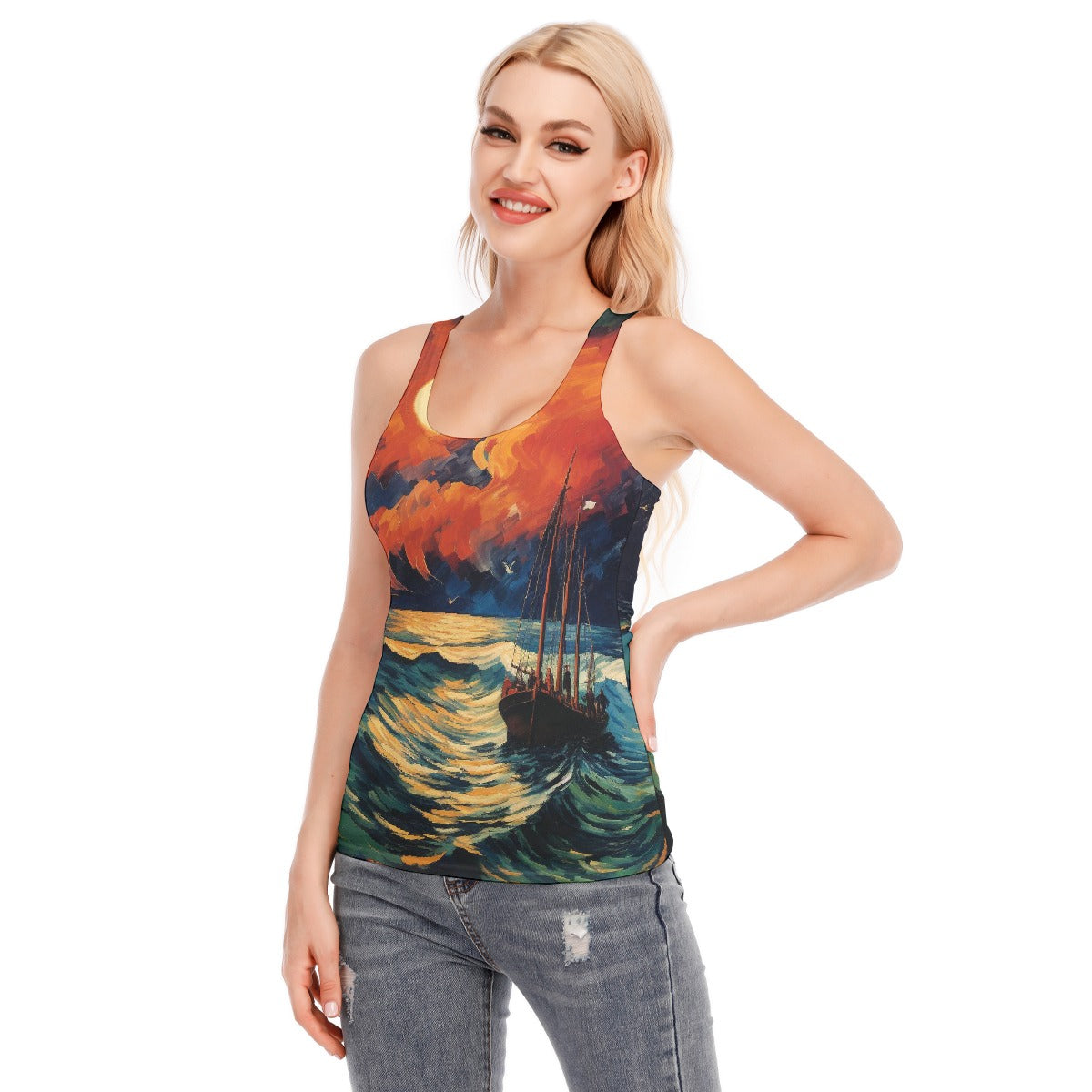 All-Over Print Women's Racer Vest | 190GSM Cotton