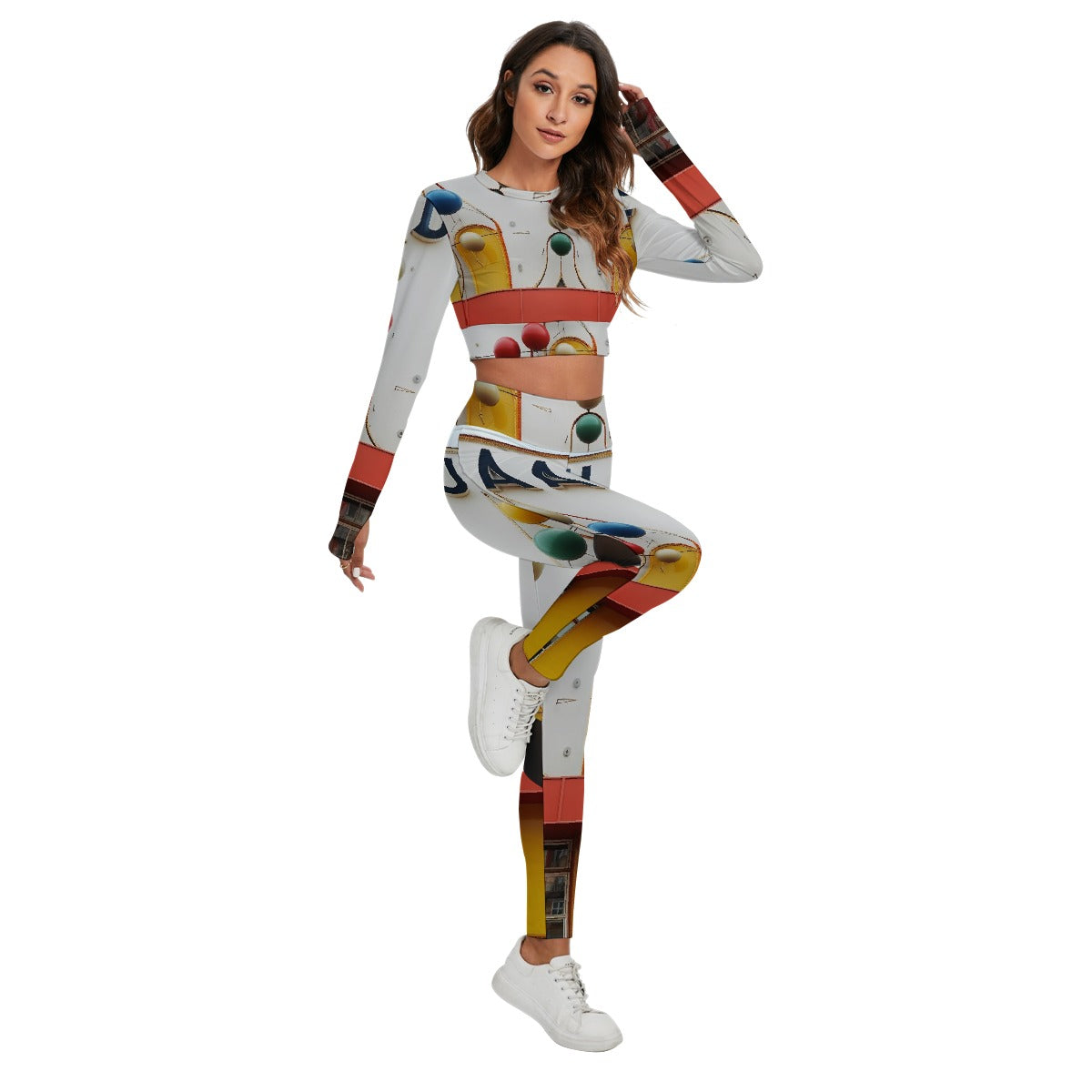 All-Over Print Women's Sport Set With Backless Top And Leggings