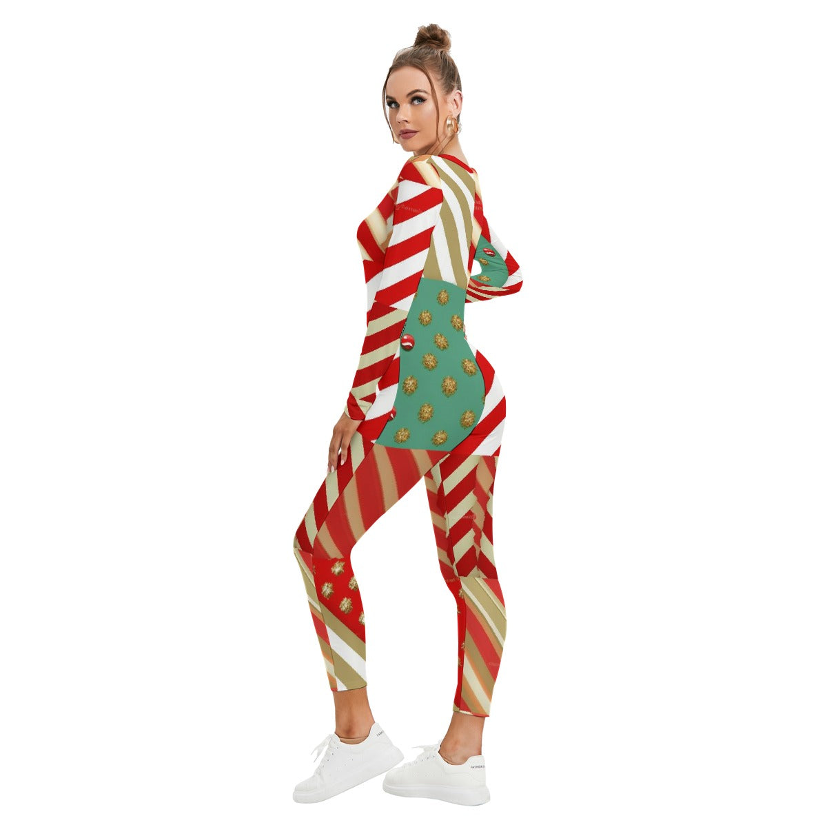 All-Over Print Women's Plunging Neck Jumpsuit