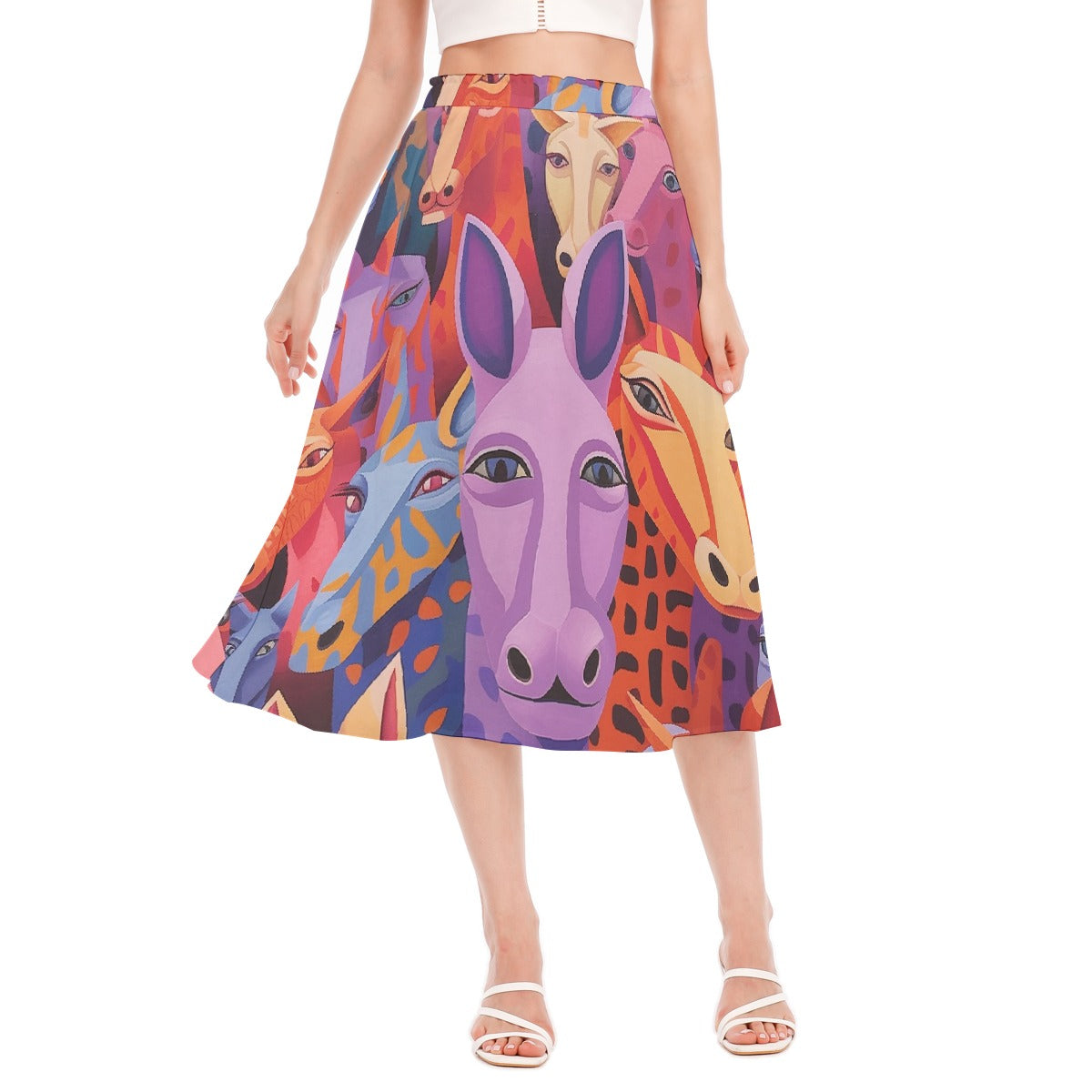 All-Over Print Women's Long Section Chiffon Skirt