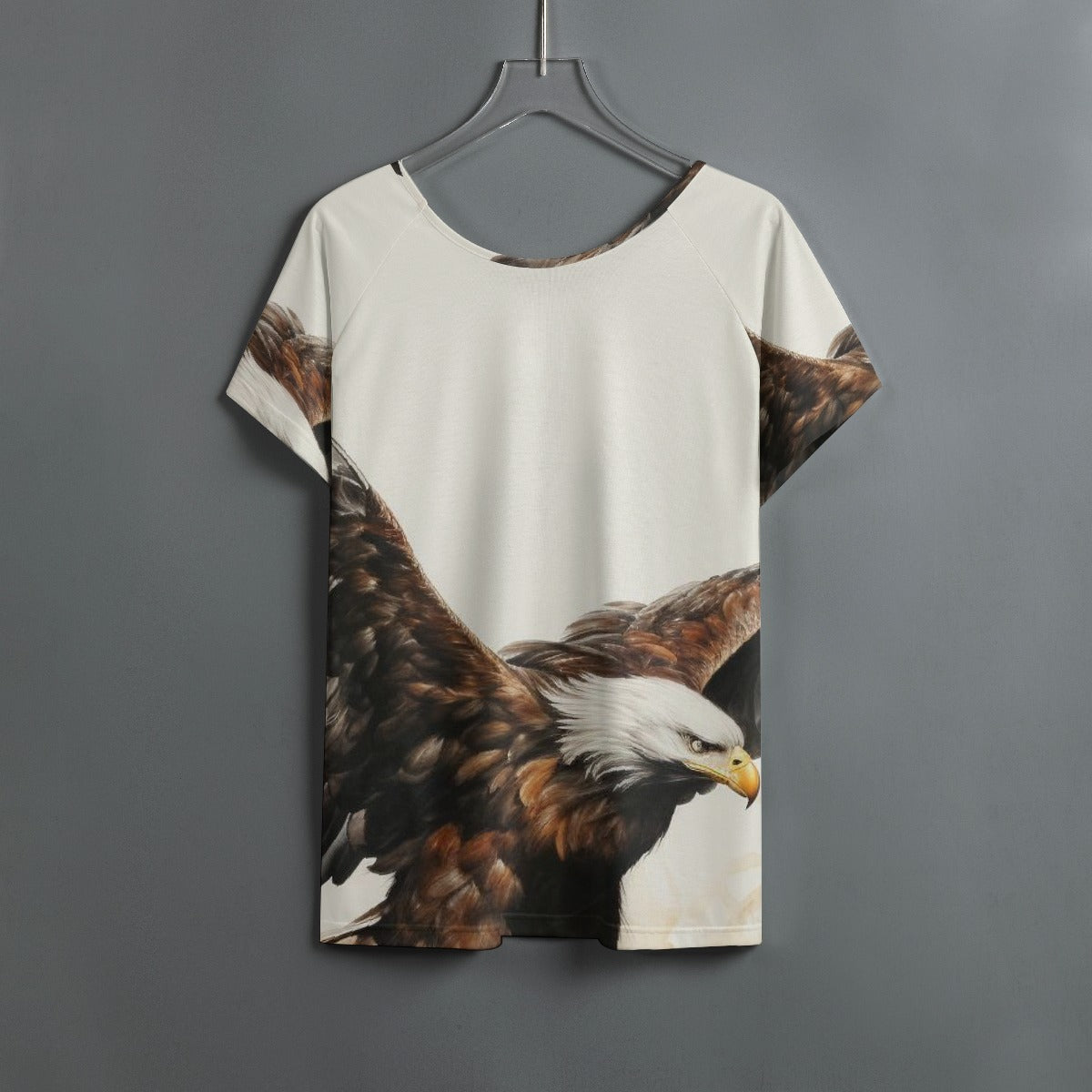 All-Over Print Women's Round Neck T-shirt With Raglan Sleeve