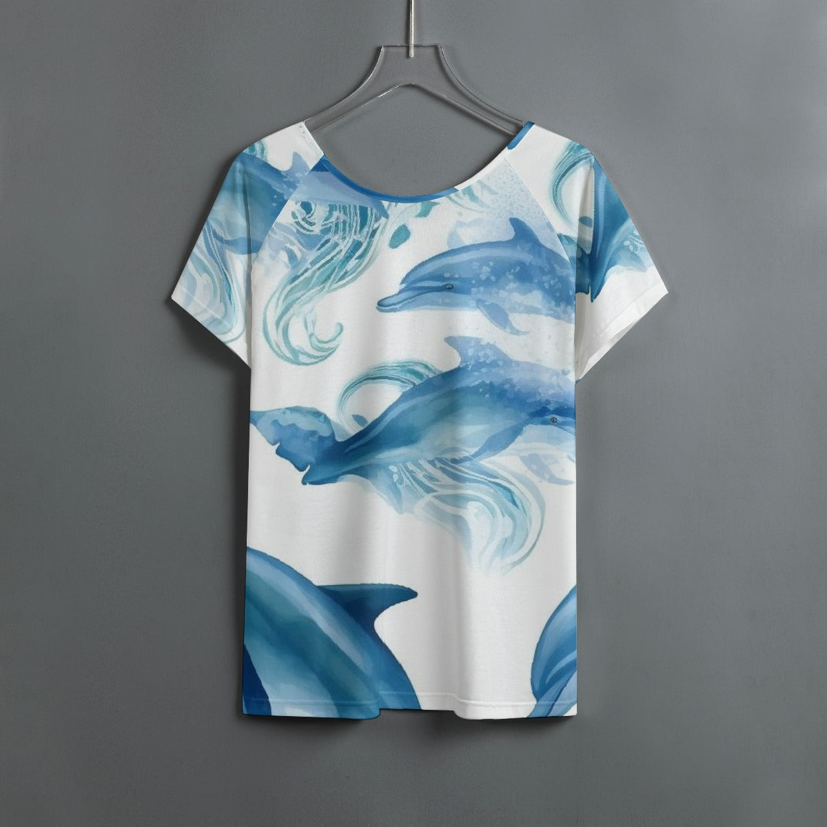 All-Over Print Women's Round Neck T-shirt With Raglan Sleeve