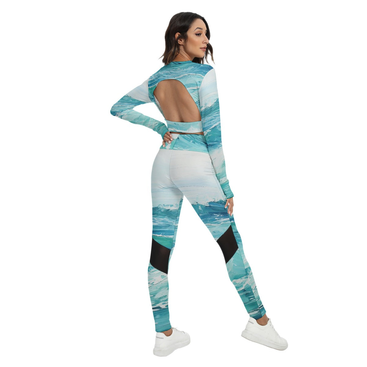 All-Over Print Women's Sport Set With Backless Top And Leggings
