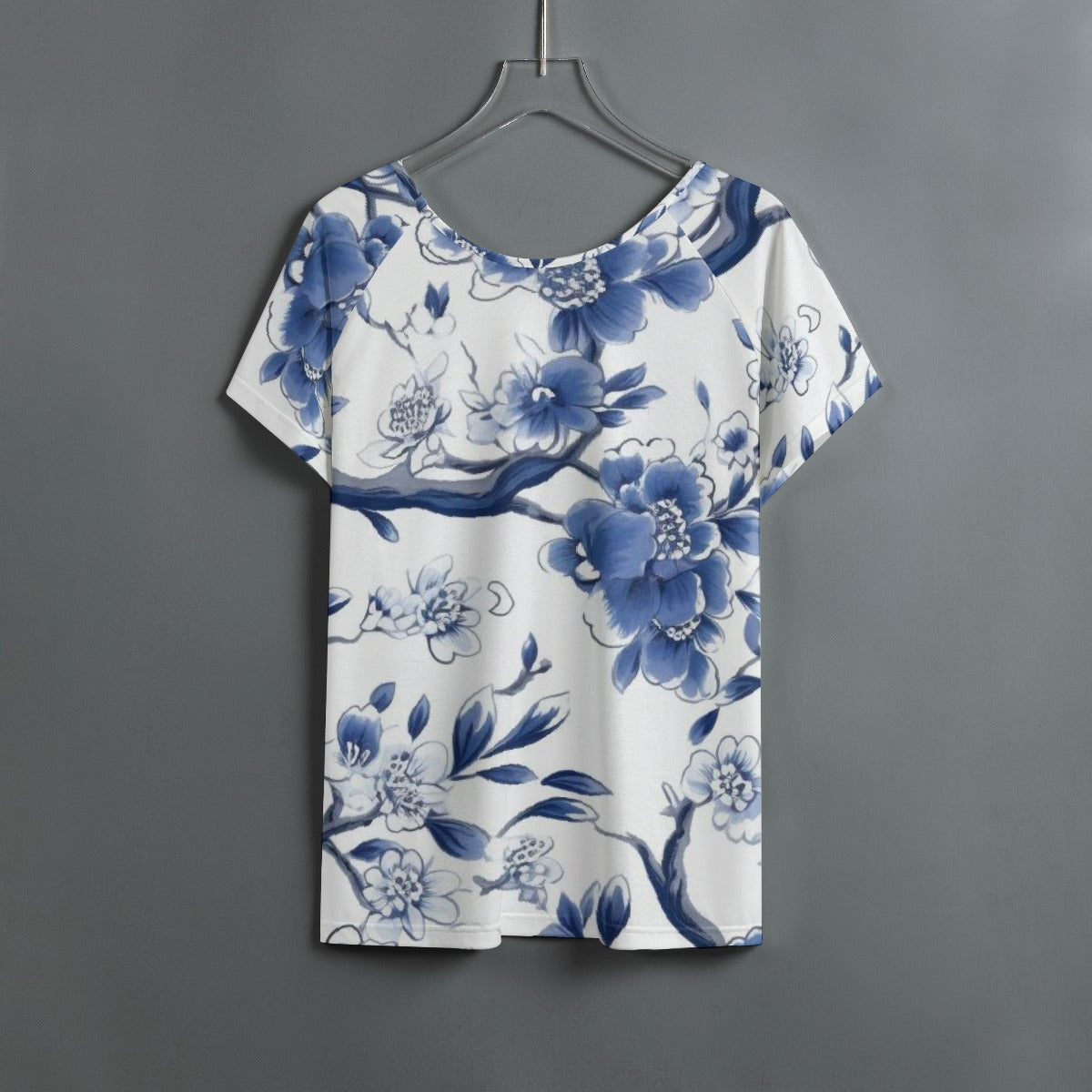 All-Over Print Women's Round Neck T-shirt With Raglan Sleeve