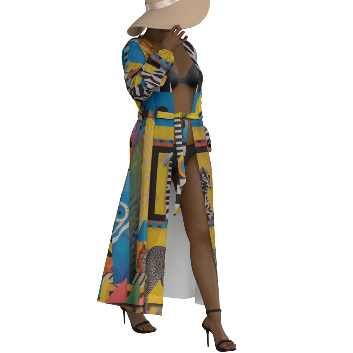 All-Over Print Women's Lace-up Chiffon Robe