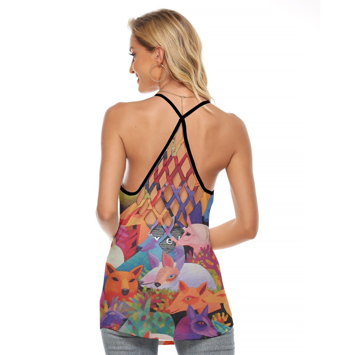 All-Over Print Women's Criss-Cross Open Back Tank Top