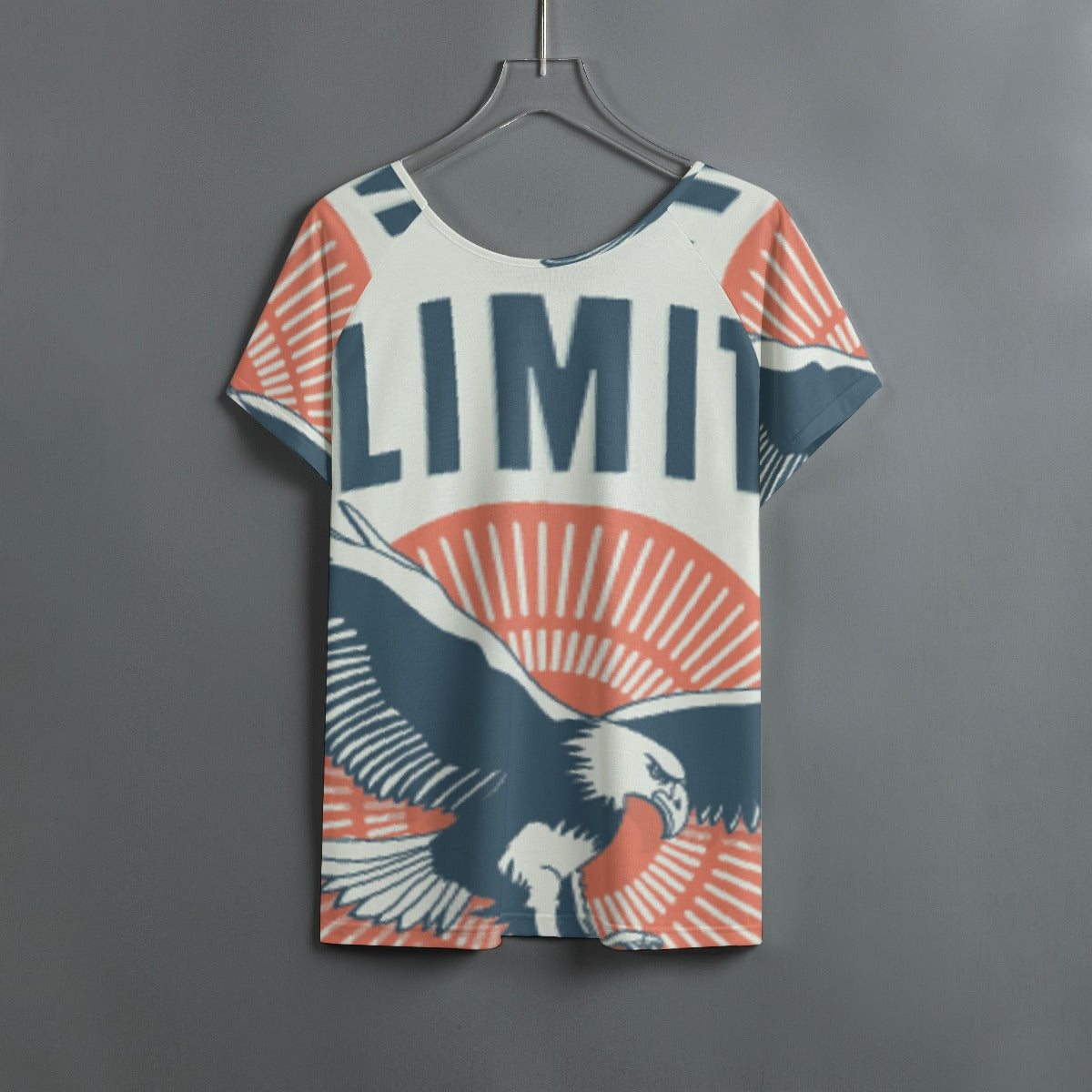 All-Over Print Women's Round Neck T-shirt With Raglan Sleeve