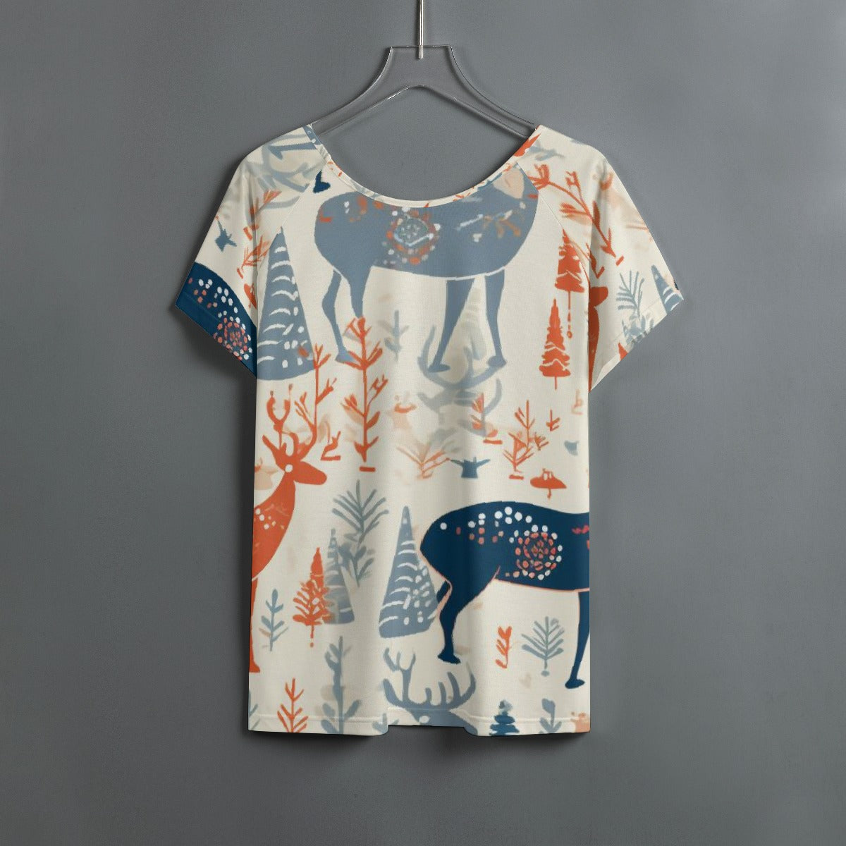 All-Over Print Women's Round Neck T-shirt With Raglan Sleeve