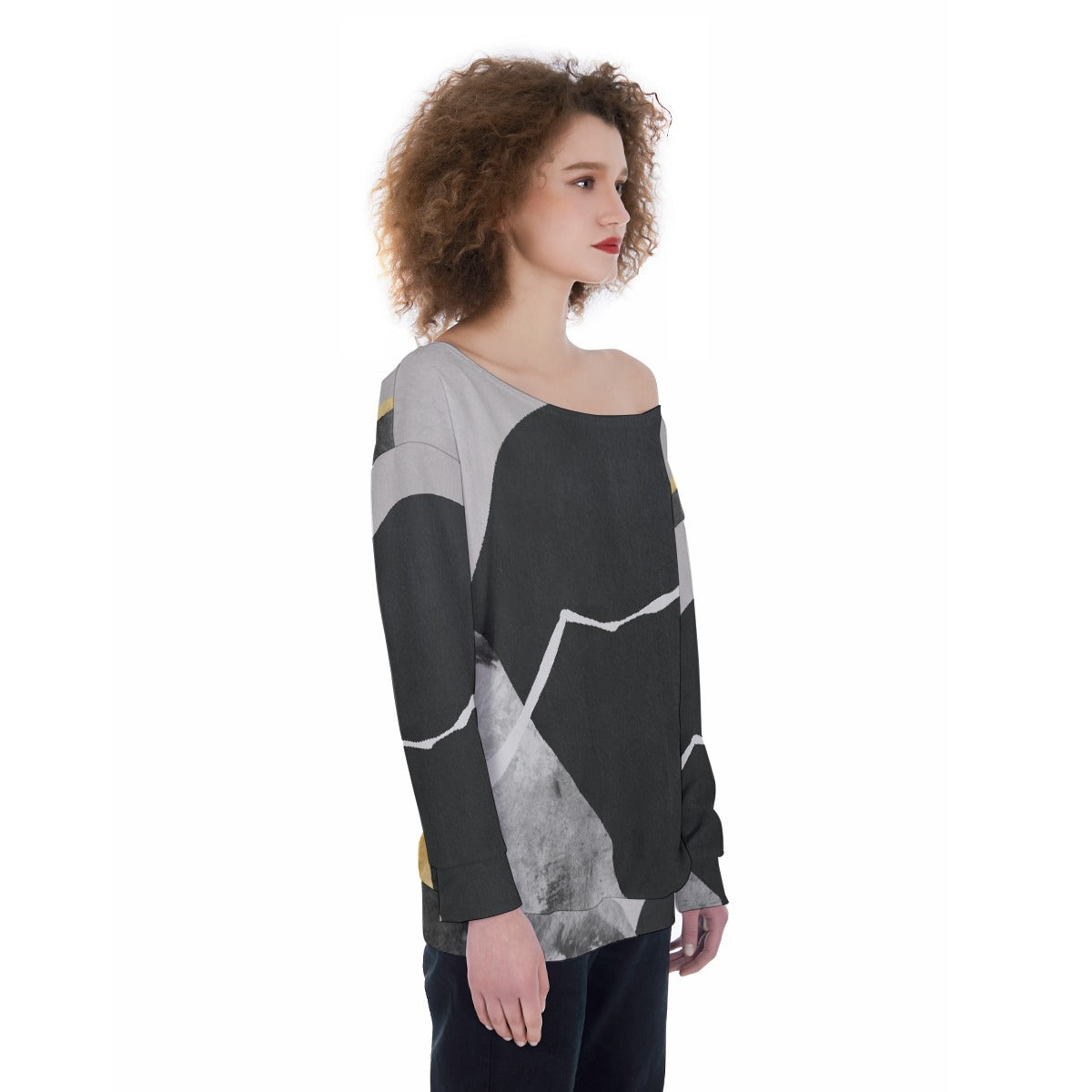All-Over Print Oversized Women's Off-Shoulder Sweatshirt