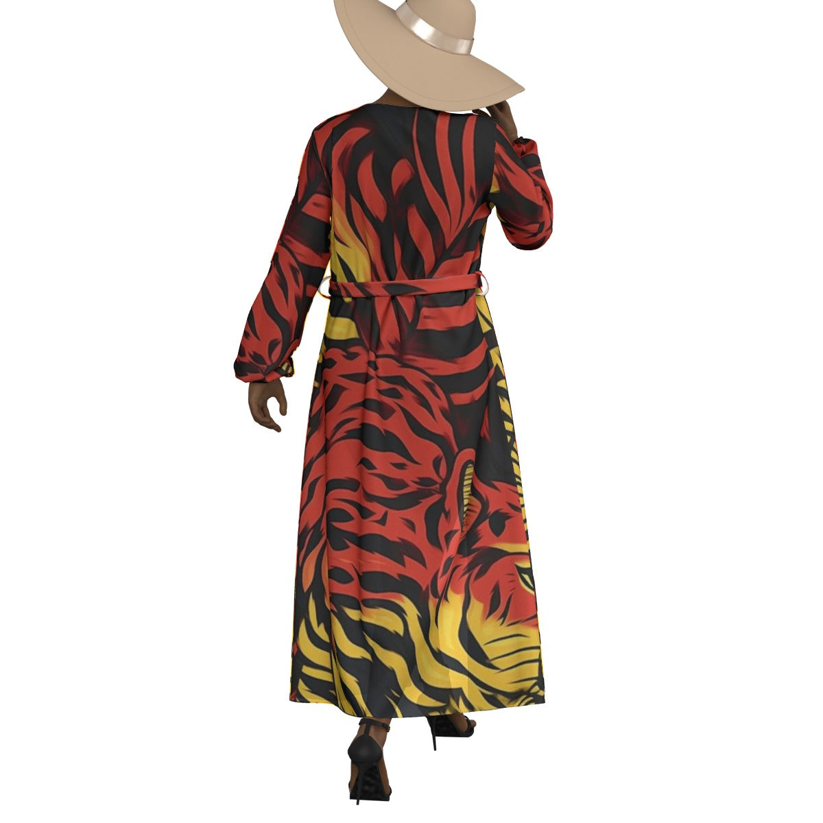 All-Over Print Women's Lace-up Chiffon Robe