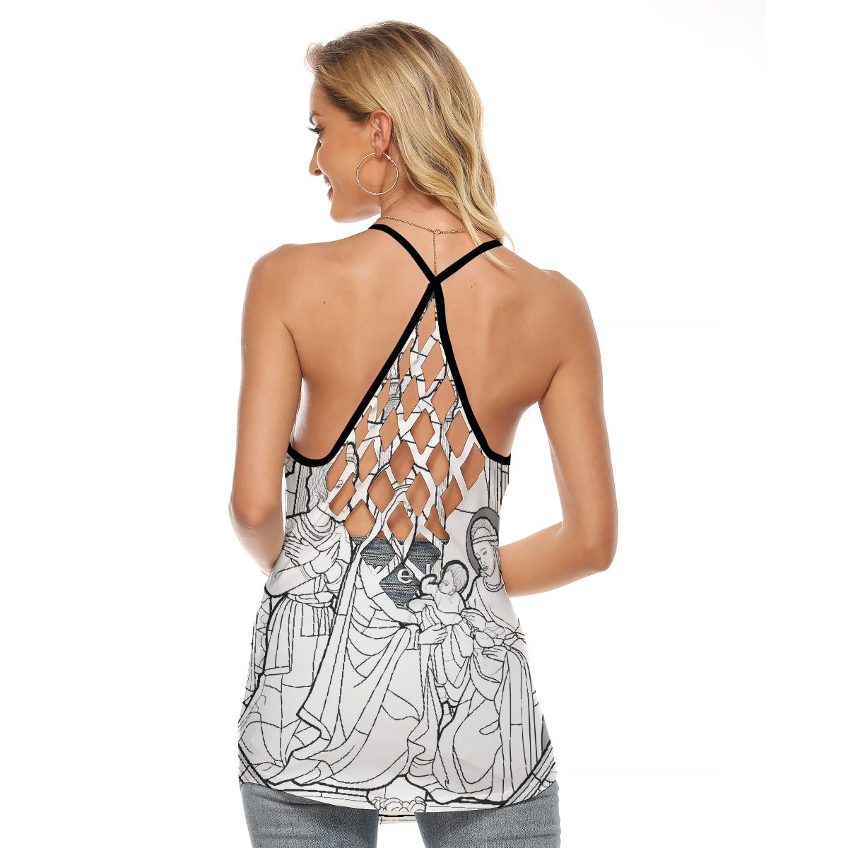 All-Over Print Women's Criss-Cross Open Back Tank Top