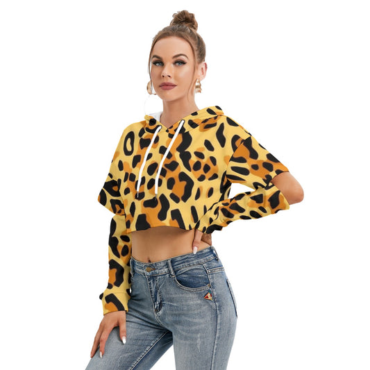 All-Over Print Women's Heavy Fleece Hoodie With Hollow Out Sleeve