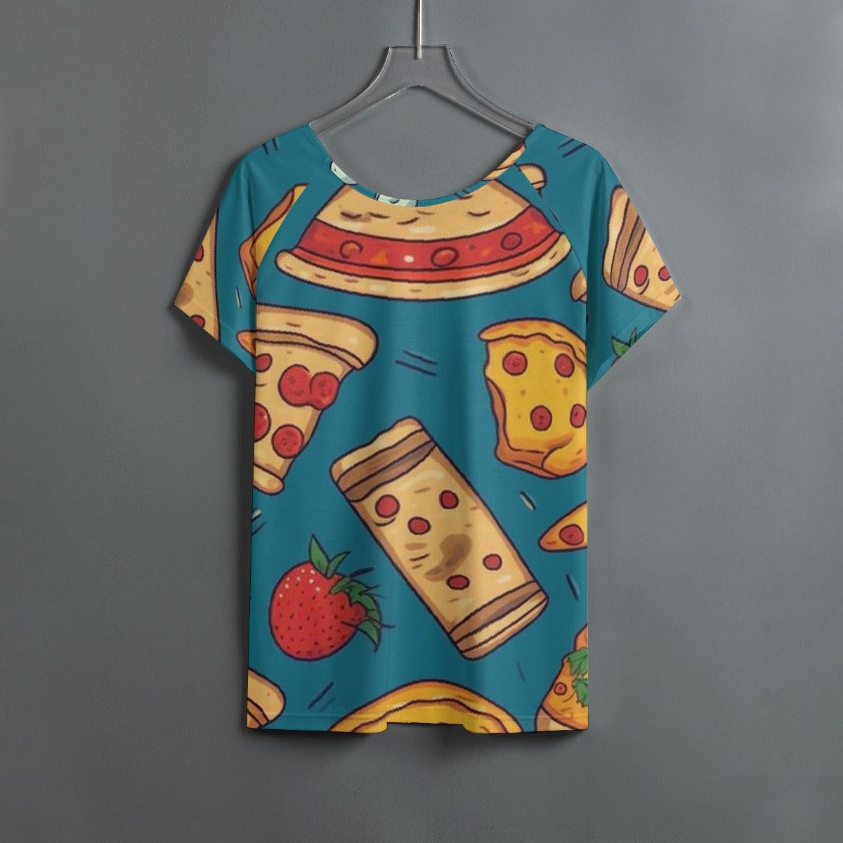 All-Over Print Women's Round Neck T-shirt With Raglan Sleeve