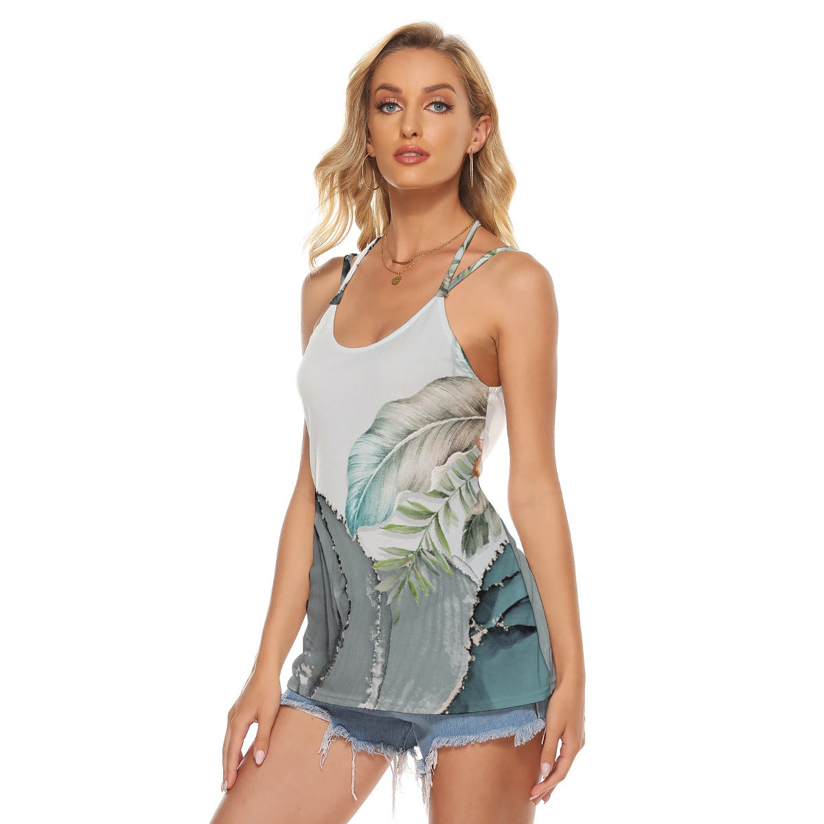 All-Over Print Women's Halter Top With Backless