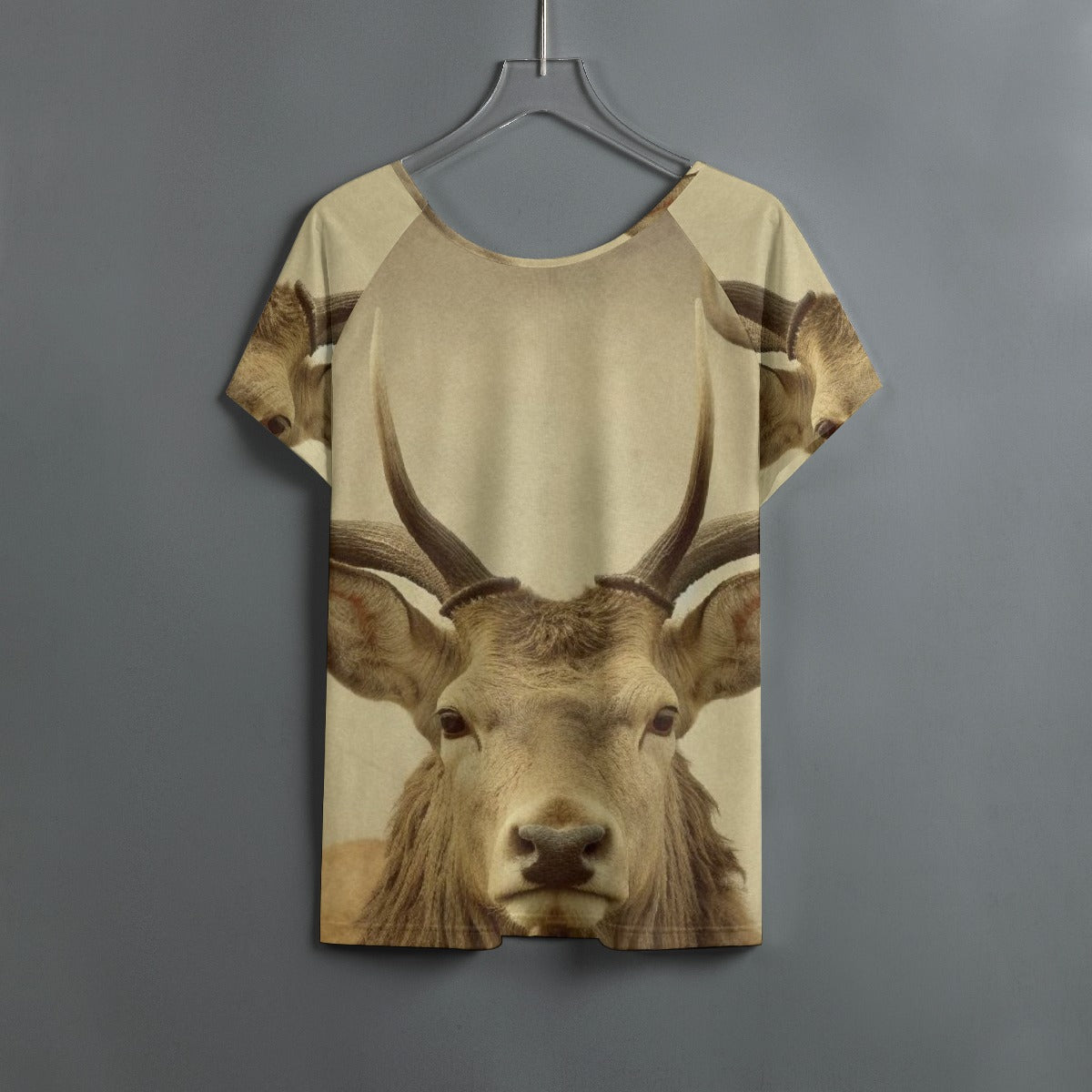 All-Over Print Women's Round Neck T-shirt With Raglan Sleeve