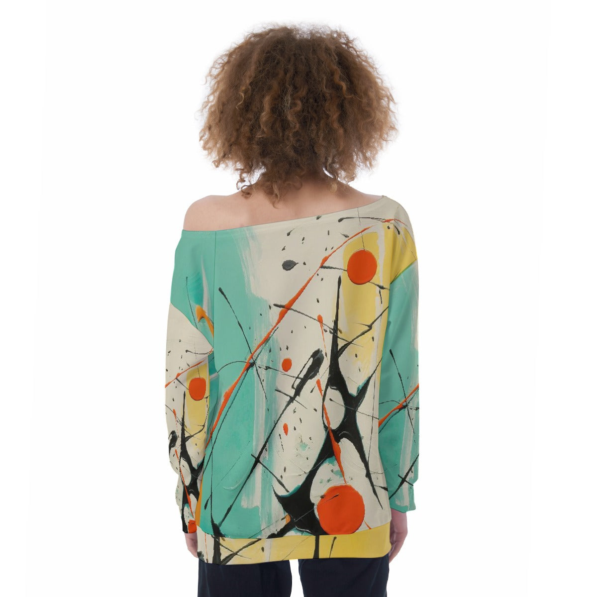 All-Over Print Oversized Women's Off-Shoulder Sweatshirt