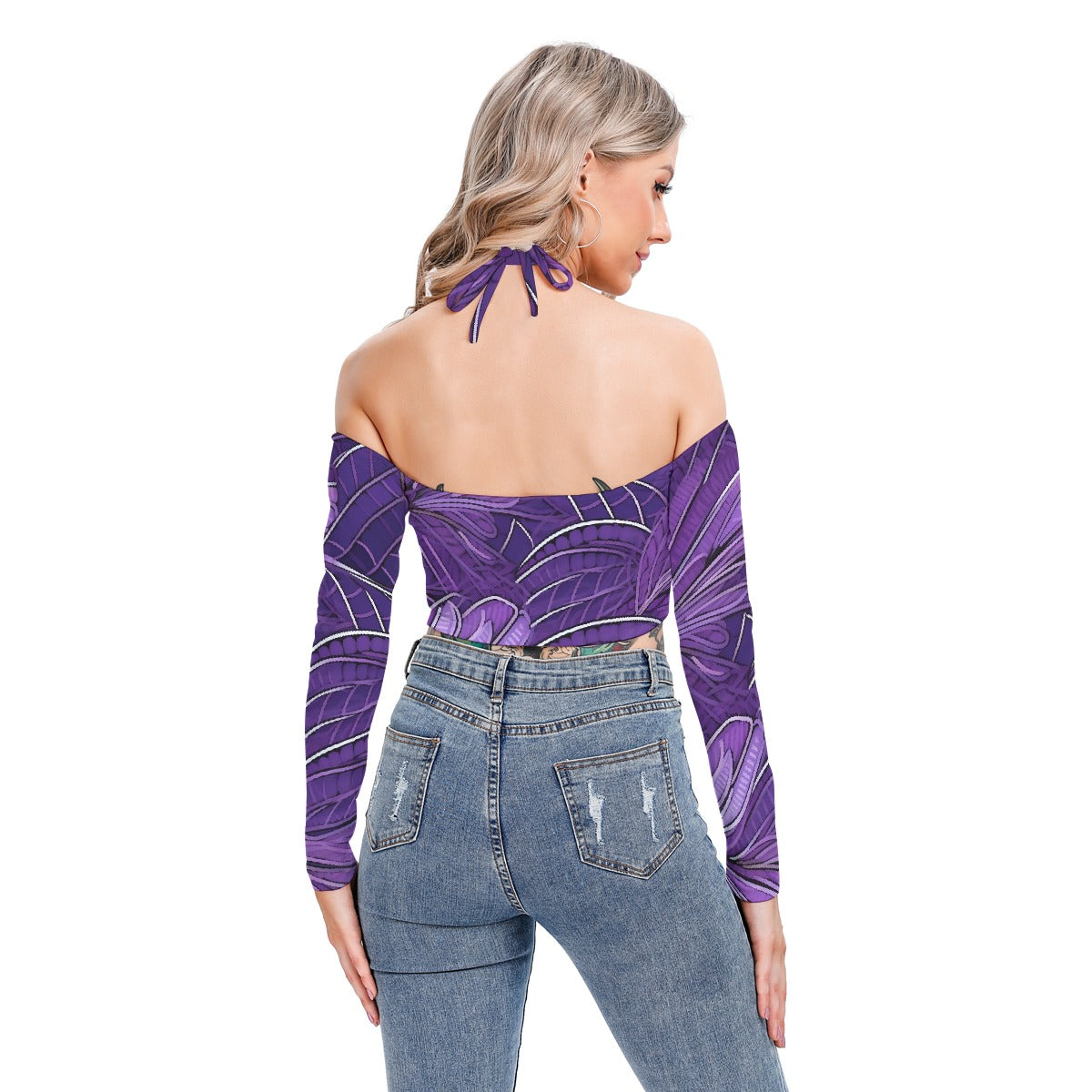 All-Over Print Women's Halter Lace-up Top